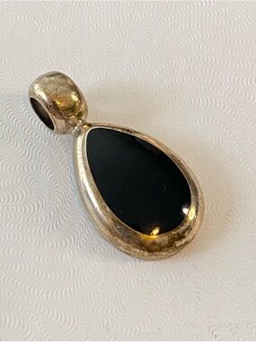 ATI Mexico Sterling Silver Black Onyx Pendant 925 Teardrop Pear Shape